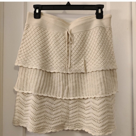 Athleta Crochet Skirt Ivory M Bohemian Boho Festival Spring Summer - Picture 1 of 3